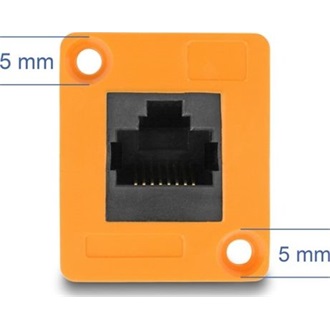 Delock D-típusú Modul RJ45 anya   anya 90 fokban hajlított narancssárga
