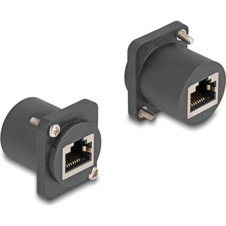 Delock D-típusú Modul RJ45 anya   anya csavarokkal fekete