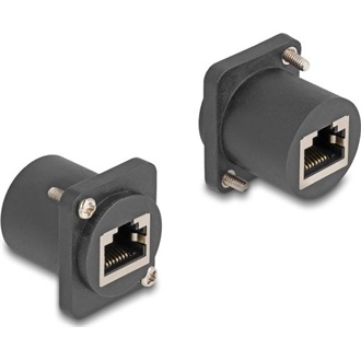 Delock D-típusú Modul RJ45 anya   anya csavarokkal fekete