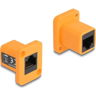 Delock D-típusú Modul RJ45 anya   anya narancssárga