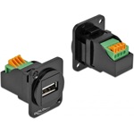Delock USB-A 2.0 -> Terminal block 4pin F/F D-Type modul fekete