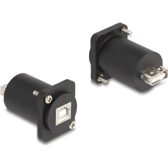 Delock D-típusú Modul USB 2.0 B-típusú hüvely - A-típusú hüvely csavarokkal fekete