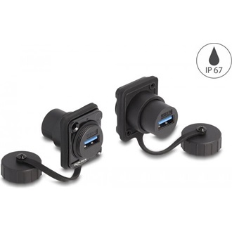Delock D-típusú Modul USB 3.2 Gen 1 A-típusú anya   USB 3.2 Gen 1 A-típusú anya védő fedéllel IP67