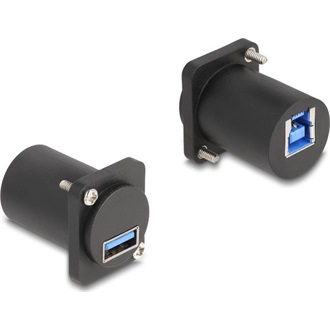 Delock D-típusú Modul USB 5 Gbps A-típusú hüvely - B-típusú hüvely csavarokkal fekete