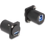 Delock D-típusú Modul USB 5 Gbps A-típusú hüvely - B-típusú hüvely csavarokkal fekete