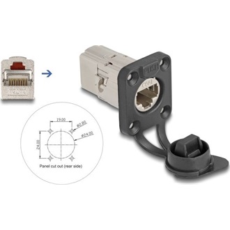 Delock D-típusú RJ45 beépített csatlakozó Cat.6A STP védősapkával IP66 por- és vízbiztos