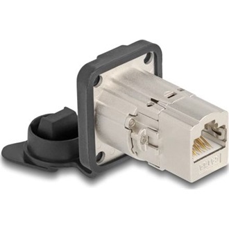 Delock D-típusú RJ45 beépített csatlakozó Cat.6A STP védősapkával IP66 por- és vízbiztos