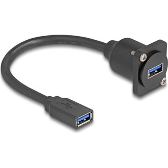 Delock USB-A 3.0 -> USB-A 3.0 F/F D-Type modul 0.2m fekete