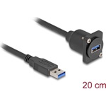 Delock USB-A 3.0 -> USB-A 3.0 M/F D-Type modul 0.2m fekete