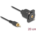 Delock D-típusú kábel RCA apa   anya fekete 20 cm