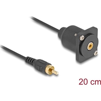 Delock D-típusú kábel RCA apa   anya fekete 20 cm
