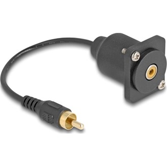 Delock D-típusú kábel RCA apa   anya fekete 20 cm