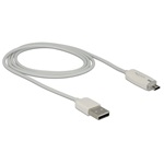 Delock USB-A 2.0 -> USB-B 2.0 micro M/M adatkábel 1m fehér LED kijelzővel