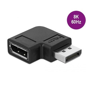 Delock DisplayPort 1.4 -> DisplayPort 1.4 M/F adapter fekete 90° jobb