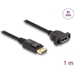 Delock DisplayPort 1.4 -> DisplayPort 1.4 M/F video kábel 1m fekete panel mount