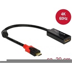 Delock USB-C -> DisplayPort 1.2 M/F adapter 0.2m fekete