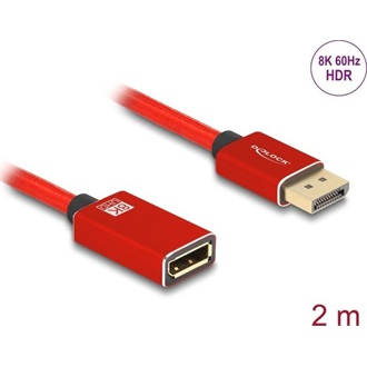 Delock DisplayPort 1.4 -> DisplayPort 1.4 M/F video kábel hosszabbító 2m piros