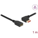 Delock DisplayPort 1.4 -> DisplayPort 1.4 M/F video kábel hosszabbító 1m fekete 90° bal/egyenes