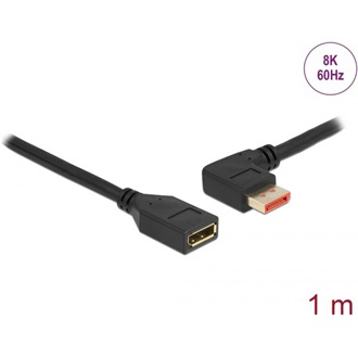 Delock DisplayPort 1.4 -> DisplayPort 1.4 M/F video kábel hosszabbító 1m fekete 90° bal/egyenes