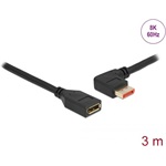Delock DisplayPort 1.4 -> DisplayPort 1.4 M/F video kábel hosszabbító 3m fekete 90° bal/egyenes