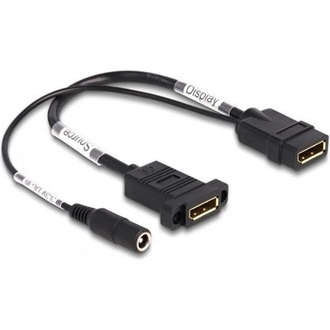 Delock DisplayPort 1.2 DC -> DisplayPort 1.2 F/F video kábel 0.3m fekete panel mount