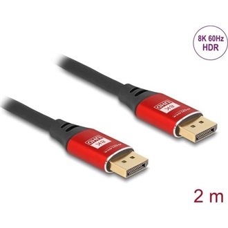 Delock DisplayPort 1.4 -> DisplayPort 1.4 M/M video kábel 2m piros