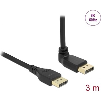 Delock DisplayPort 1.4 -> DisplayPort 1.4 M/M video kábel 3m fekete egyenes/90° fel
