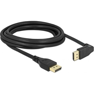 Delock DisplayPort 1.4 -> DisplayPort 1.4 M/M video kábel 3m fekete egyenes/90° fel