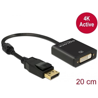 Delock DisplayPort 1.2 -> DVI-I M/F aktív adapter 0.2m fekete