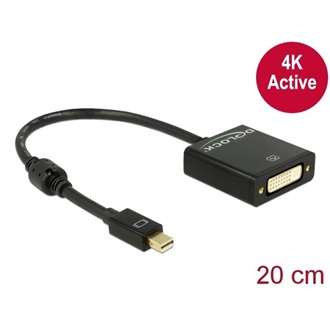 Delock Mini DisplayPort 1.2 -> DVI-I M/F aktív adapter 0.2m fekete