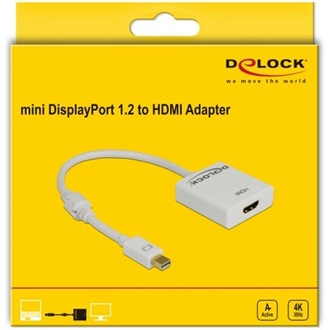 Delock Mini DisplayPort 1.2 -> HDMI M/F aktív adapter 0.2m fehér