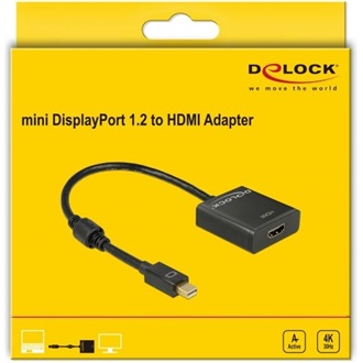 Delock Mini DisplayPort 1.2 -> HDMI M/F aktív adapter 0.2m fekete