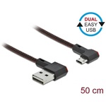 Delock Easy-USB A -> EasyUSB micro-B M/M adatkábel 0.5m fekete 90° bal/jobb