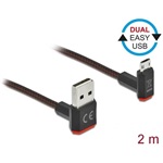 Delock Easy-USB A -> EasyUSB micro-B M/M adatkábel 2m fekete 90° fel/le