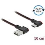 Delock Easy-USB A -> USB-C M/M adatkábel 0.5m fekete 90°/90°