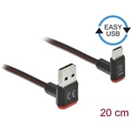 Delock Easy-USB A -> USB-C M/M adatkábel 0.2m fekete 90°/90° fel/le