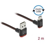 Delock Easy-USB A -> USB-C M/M adatkábel 2m fekete 90°/90° fel/le