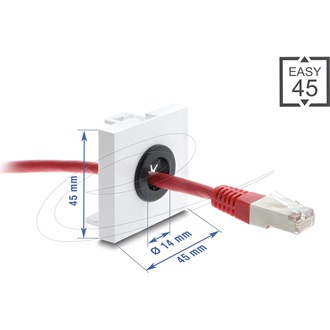 Delock Easy 45 kábelátvezető, kerek, O 14 mm, fehér / fekete