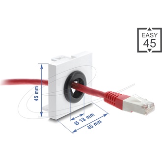 Delock Easy 45 kábelátvezető, kerek, O 18 mm, fehér / fekete