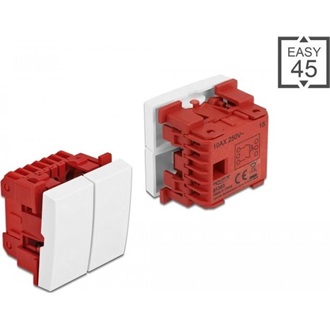 Delock Easy 45 kettes kapcsoló egypólusú egyirányú 45 x 45 mm, fehér