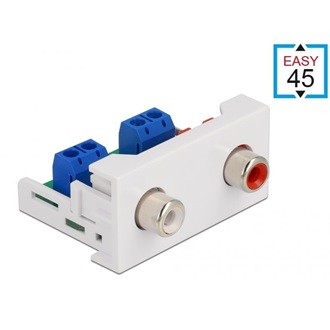 Delock 2db RCA -> 2db Terminal block 2pin F/F Easy 45 modul fehér