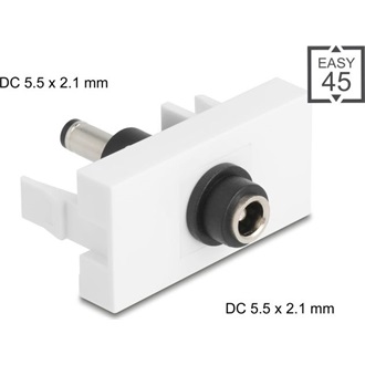 Delock Easy 45 modul DC 5,5 x 2,1 mm anya - DC 5,5 x 2,1 mm apa fehér