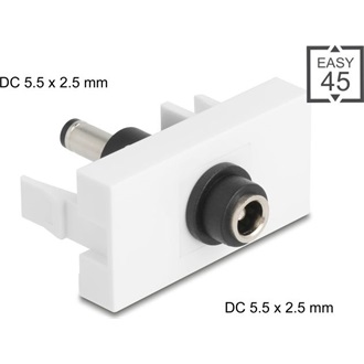 Delock Easy 45 modul DC 5,5 x 2,5 mm anya - DC 5,5 x 2,5 mm apa fehér