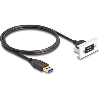 Delock USB-A 3.2 Gen1 -> USB-A 3.2 Gen 1 M/F Easy 45 modul 1m fekete 22,5x45mm