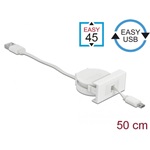 Delock USB-A 2.0 -> USB-B 2.0 micro M/M Easy 45 modul 0.5m fehér visszahúzható