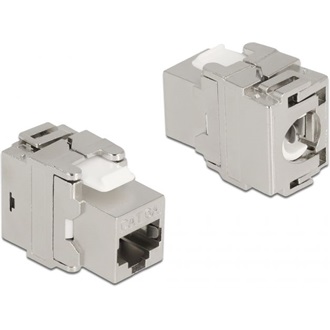 Delock Eszközmentes, 180 -os, fém Keystone modul RJ45 anya - LSA Cat.6A