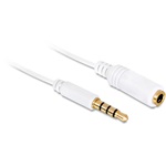 Delock Jack stereo 3,5mm (4pin) M/F audio kábel 0.5m IPhone-hoz fehér
