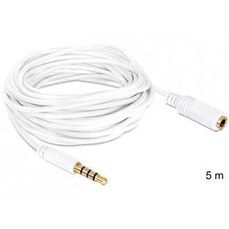Delock Jack stereo 3,5mm (4pin) -> iPhone Stereo M/F audio kábel 5m fehér