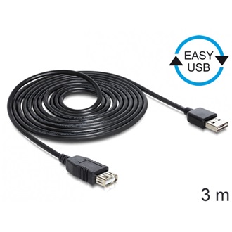 Delock Easy-USB A -> USB-A 2.0 M/F adatkábel hosszabbító 3m fekete