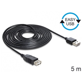 Delock Easy-USB A -> USB-A 2.0 M/F adatkábel 5m fekete